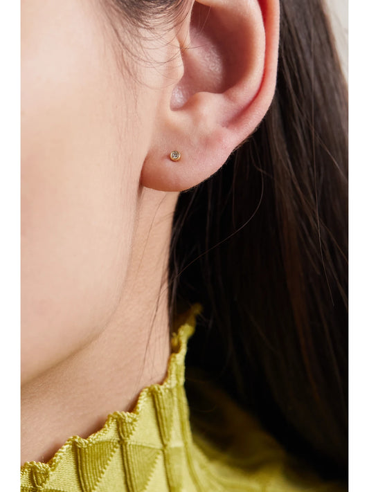 Image of Earrings. Product name - Mini Bezel 18-karat Gold Diamond Earrings in Multi colour by brand - Jennifer Meyer