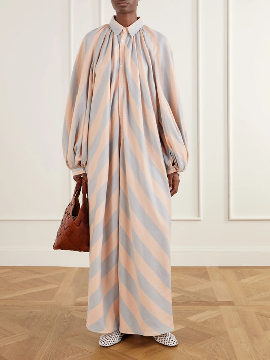 Image of Dresses. Product name - The Touareg Cotton Maxi Dress in Gray colour by brand - Marrakshi Life