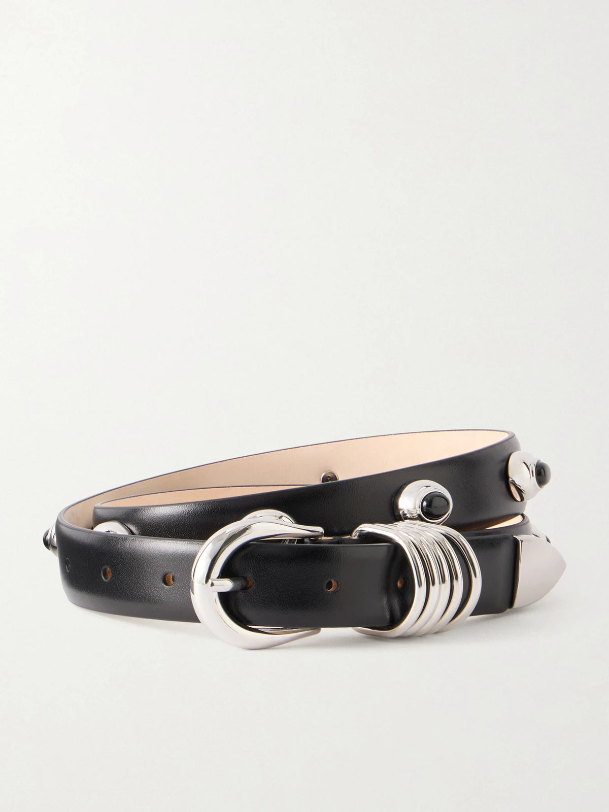 Hollihock Stone Embellished Leather Belt
