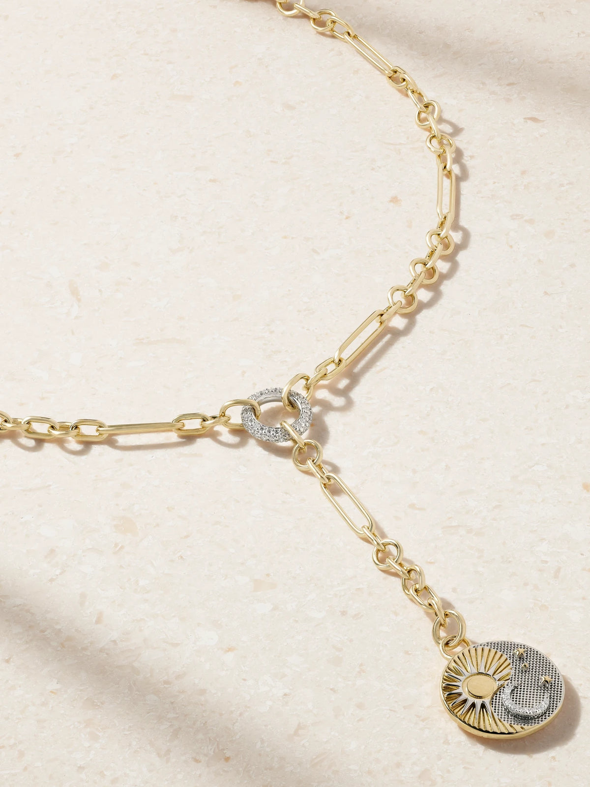 Balance + Fine Mixed Clip 18-karat Gold Diamond Necklace