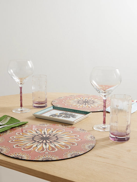 Image of Tableware. Product name - Bamboo Balloon Set Of Two Crystal Glasses in Pink colour by brand - La DoubleJ