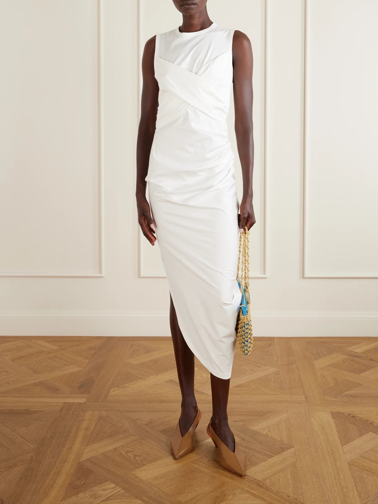 Image of Dresses. Product name - Zafira Cotton-jersey Midi Dress in White colour by brand - Proenza Schouler