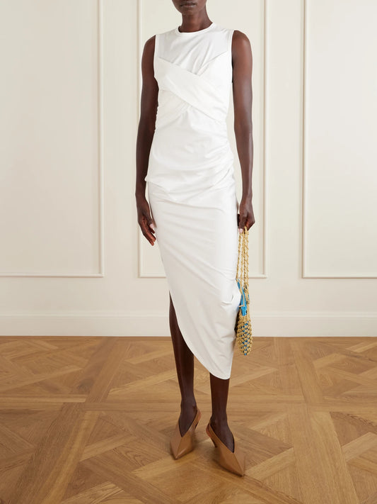 Image of Dresses. Product name - Zafira Cotton-jersey Midi Dress in White colour by brand - Proenza Schouler