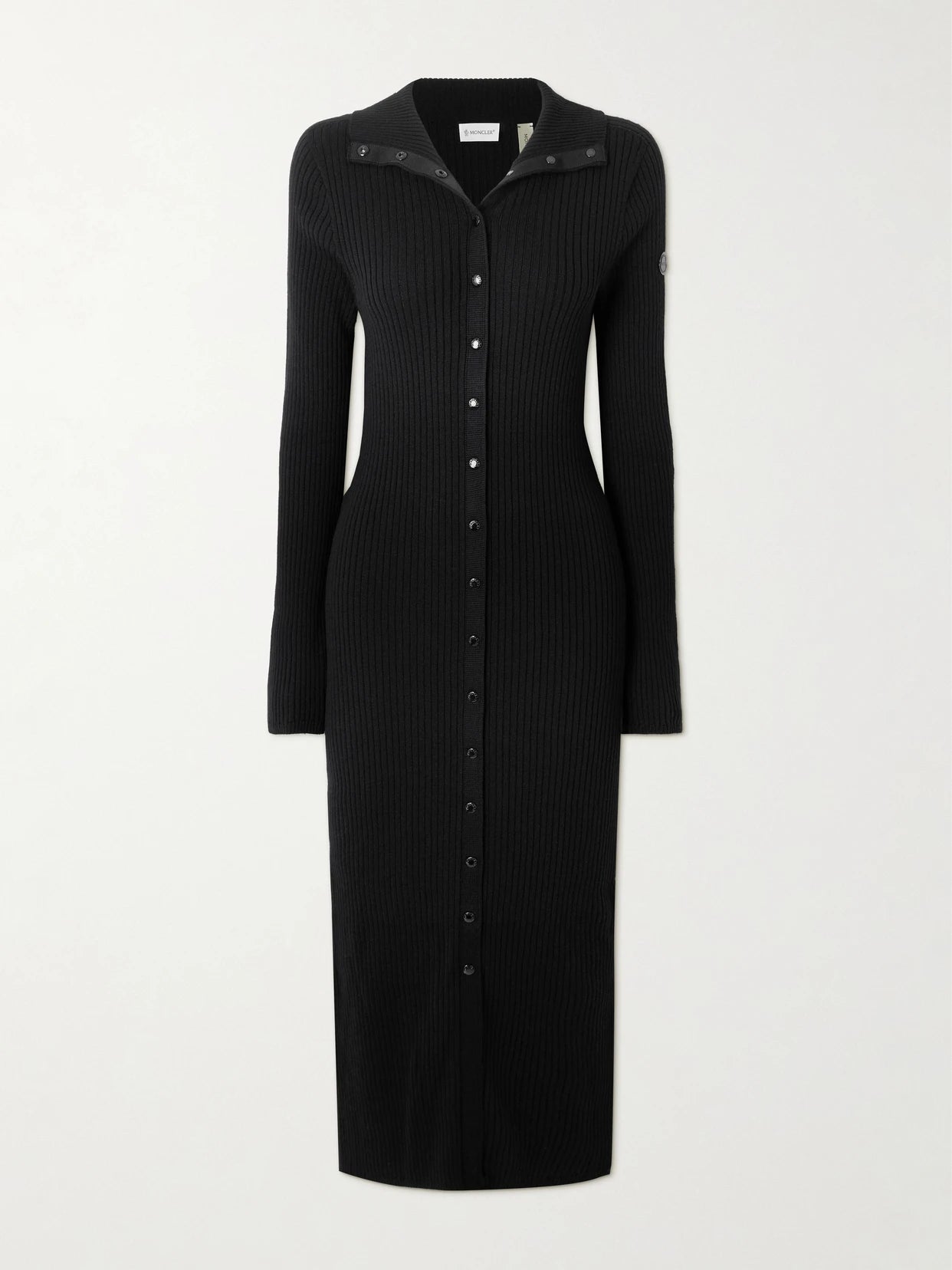 Image of Dresses. Product name - + Edward Enninful Ribbed Wool Midi Dress in Black colour by brand - Moncler Genius
