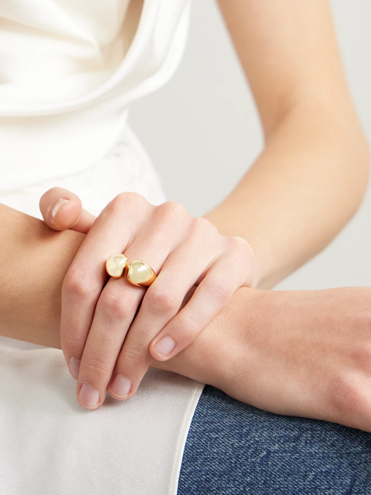 Image of Rings. Product name - Sprout Gold-tone Ring in Multi colour by brand - Dinosaur Designs