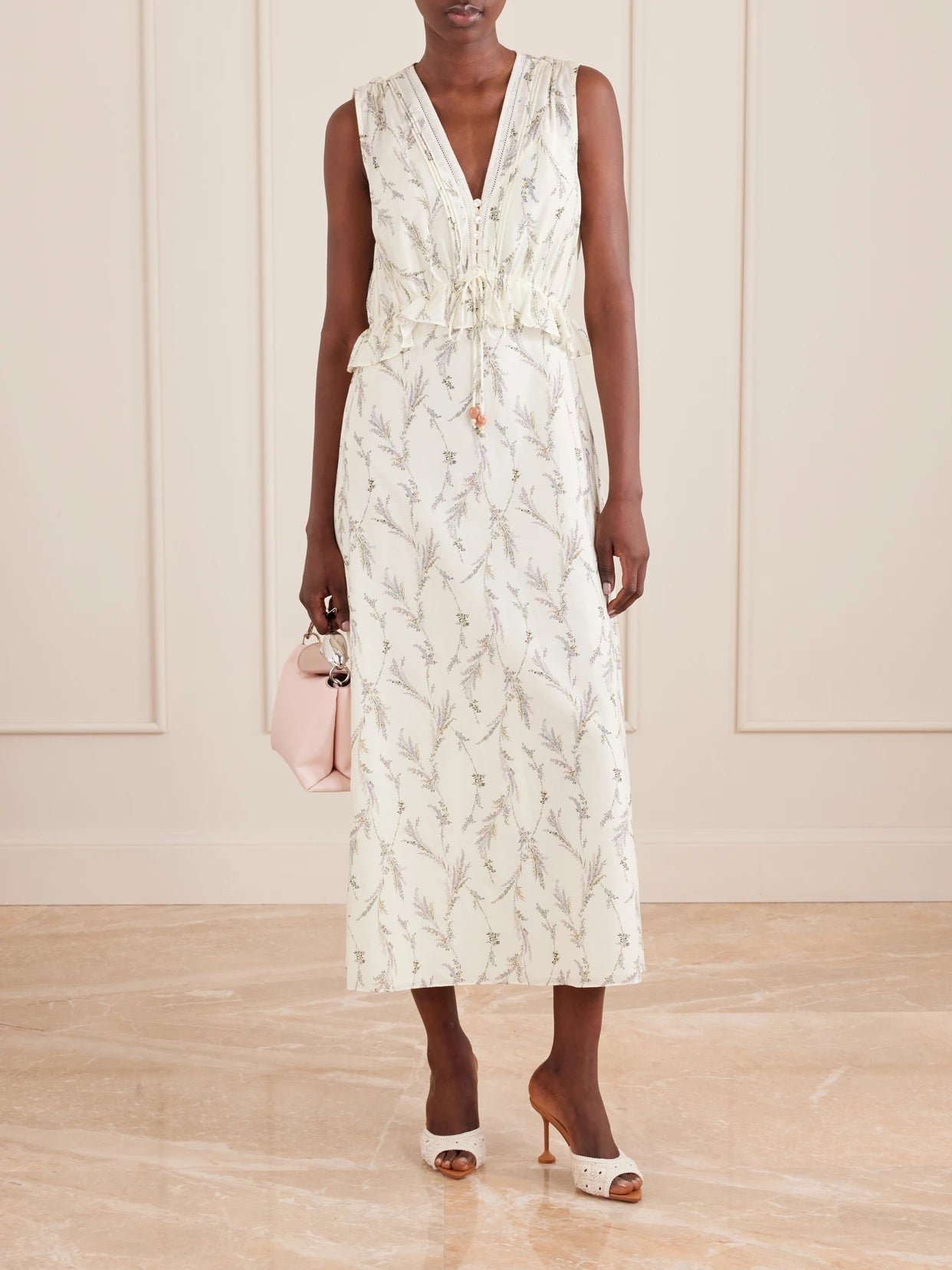 Image of Dresses. Product name - Dominik Floral-print Cotton And Silk-blend Maxi Dress in Ecru colour by brand - Veronica Beard
