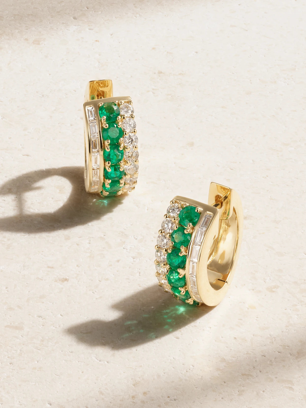 Lola 18-karat Gold, Emerald And Diamond Hoop Earrings