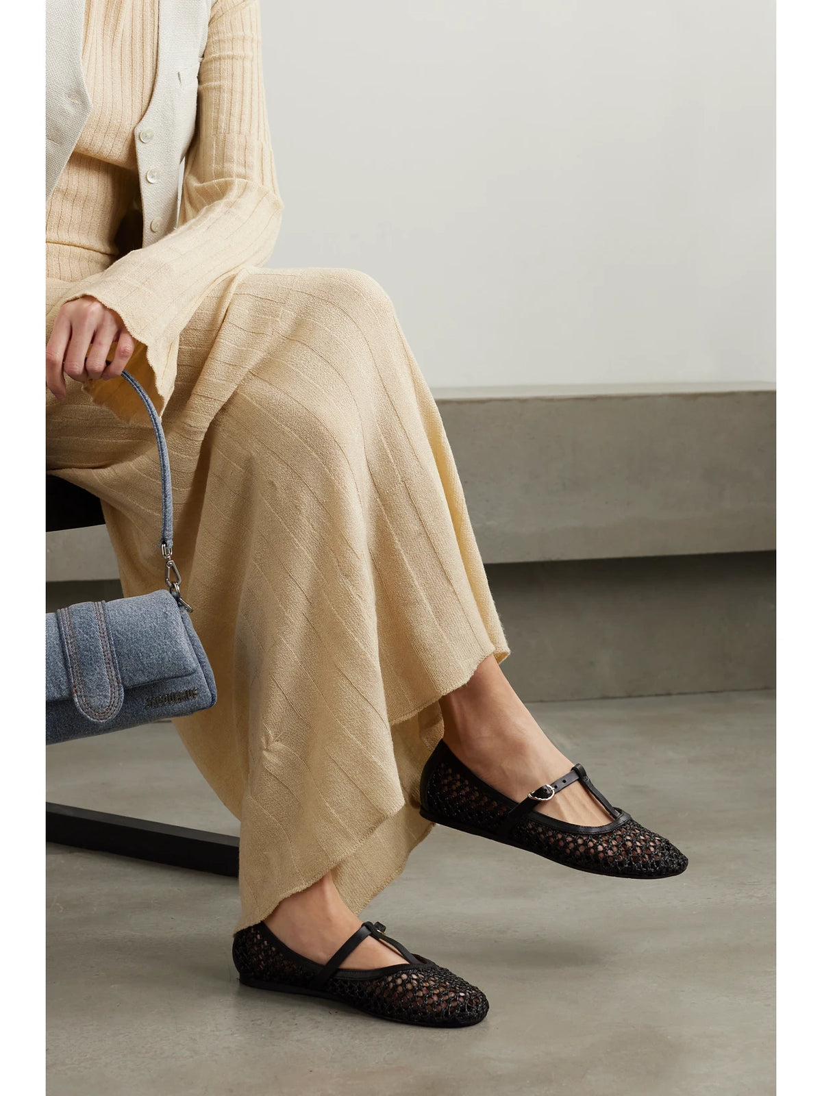 Aerati Leather-trimmed Woven Raffia Ballet Flats