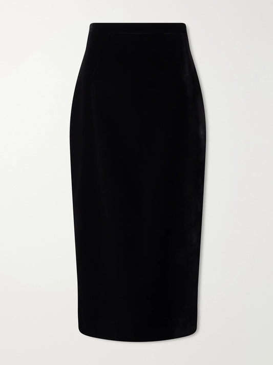 Emilia Wickstead Lorelei Velvet Midi Skirt