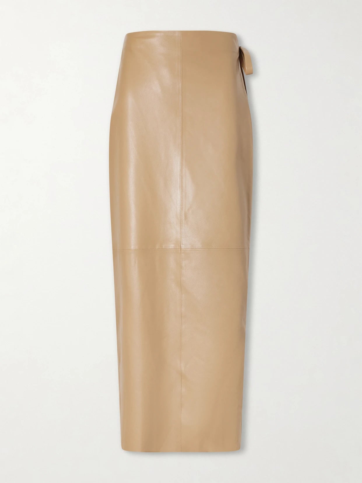Paneled Leather Maxi Wrap Skirt