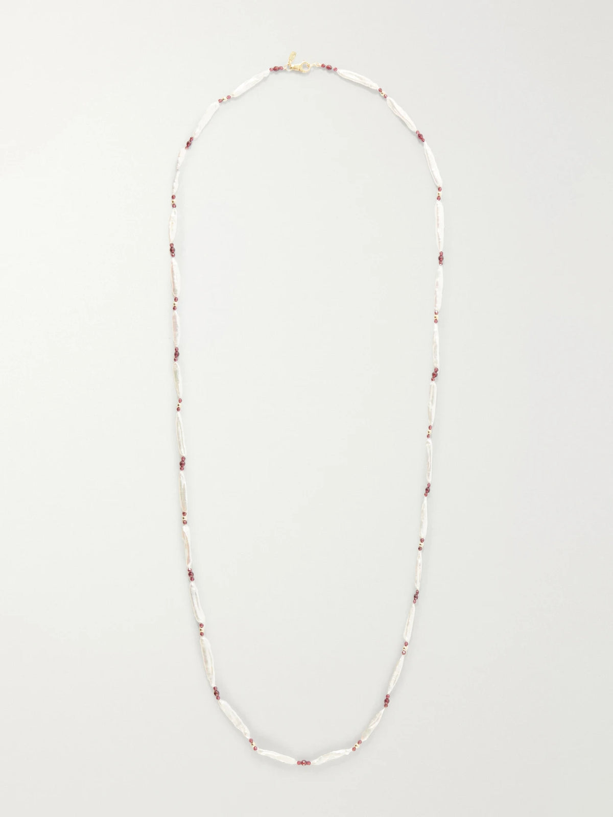 Le Sundial Silver-toned Fresh Water Pearls And Garnet Beaded Neckalce