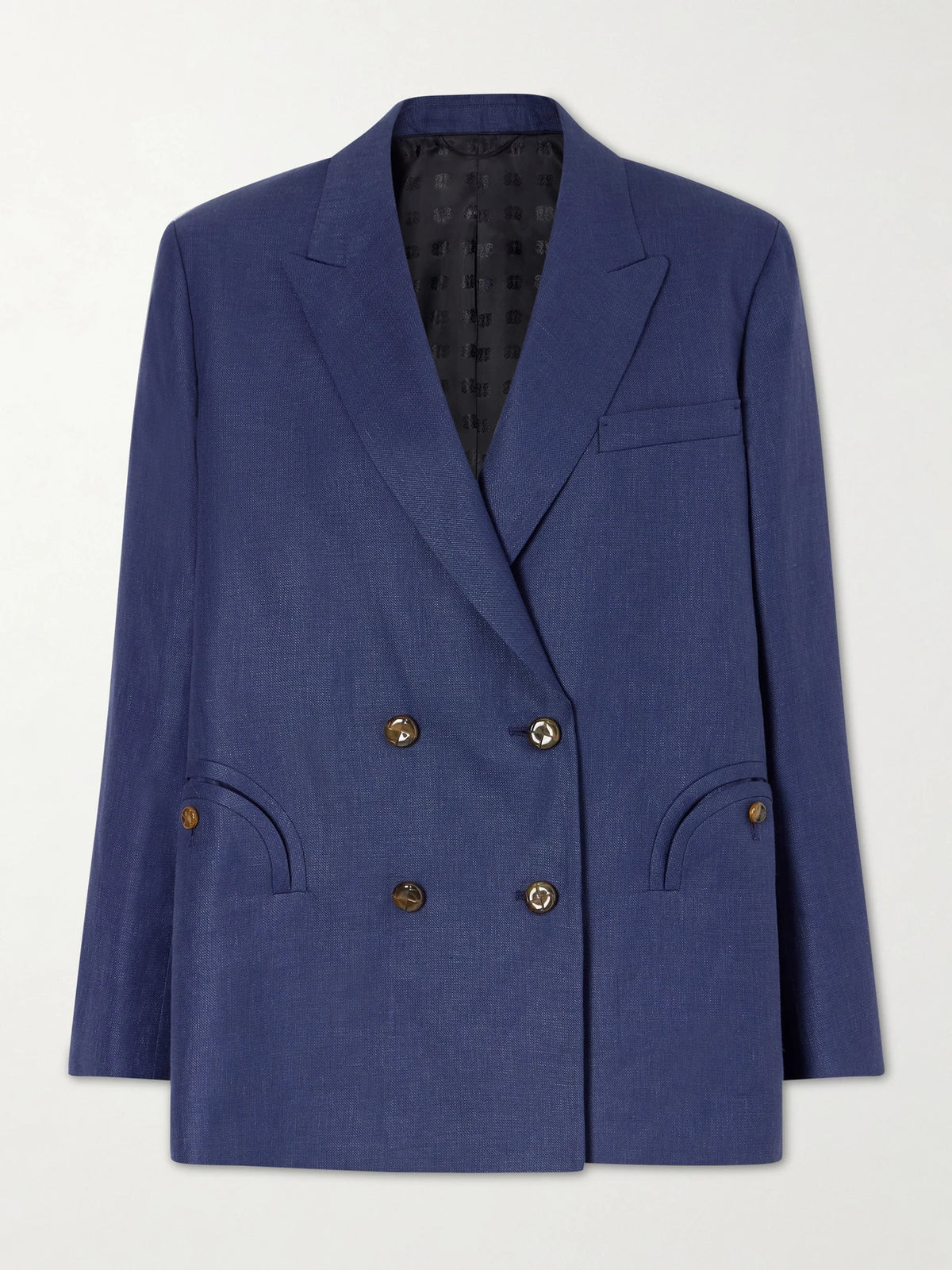 Nightbreak Double-breasted Linen, Wool And Silk-blend Blazer