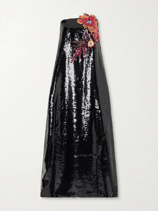 Image of Dresses. Product name - Sequined Organza Gown in Black colour by brand - Dima Ayad