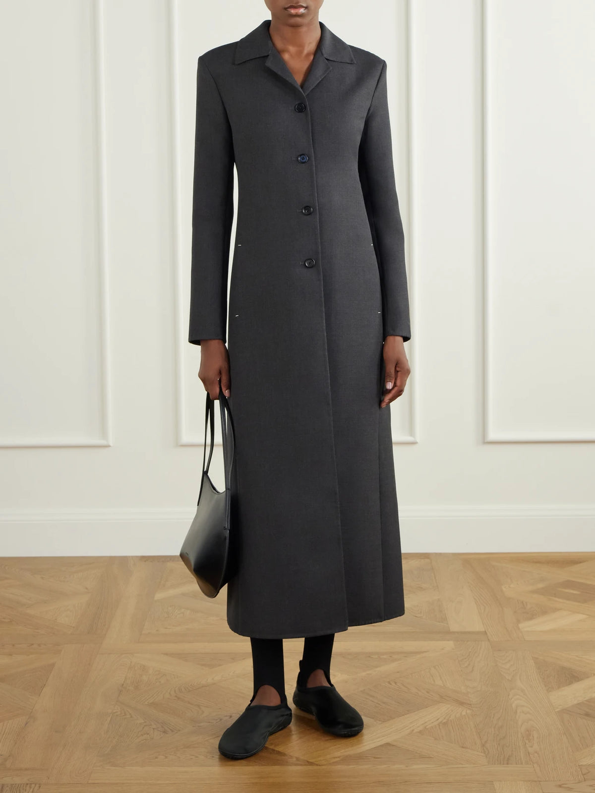 Image of Coats & Jackets. Product name - Wool And Silk-blend Coat in Anthracite colour by brand - Jil Sander
