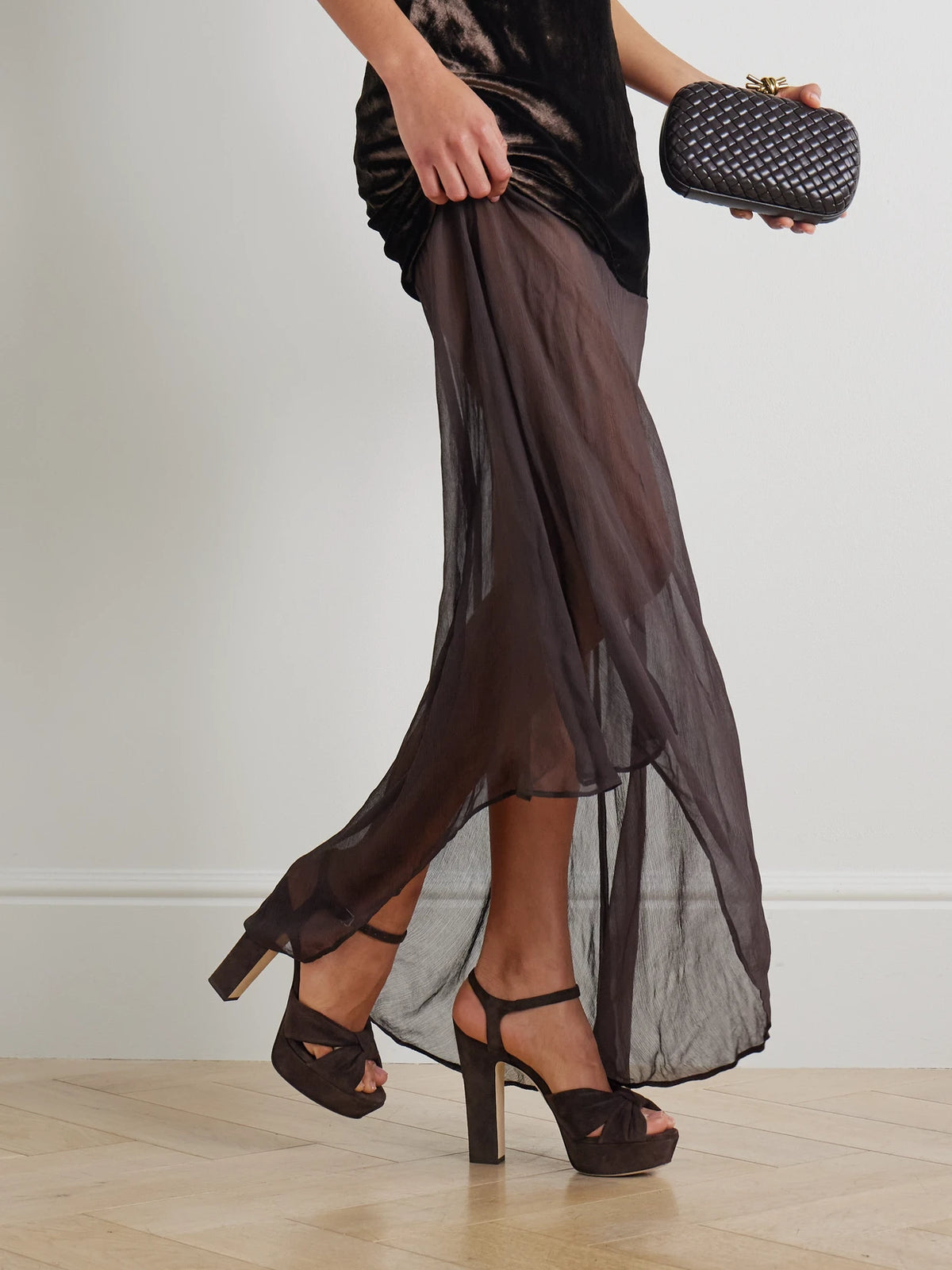 Heloise 120 Knotted Suede Platform Sandals