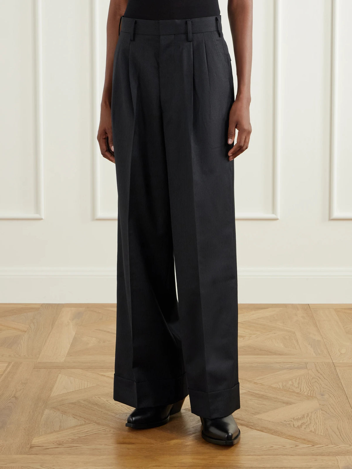 Junya Watanabe Pinstriped Wool-blend Wide-leg Pants