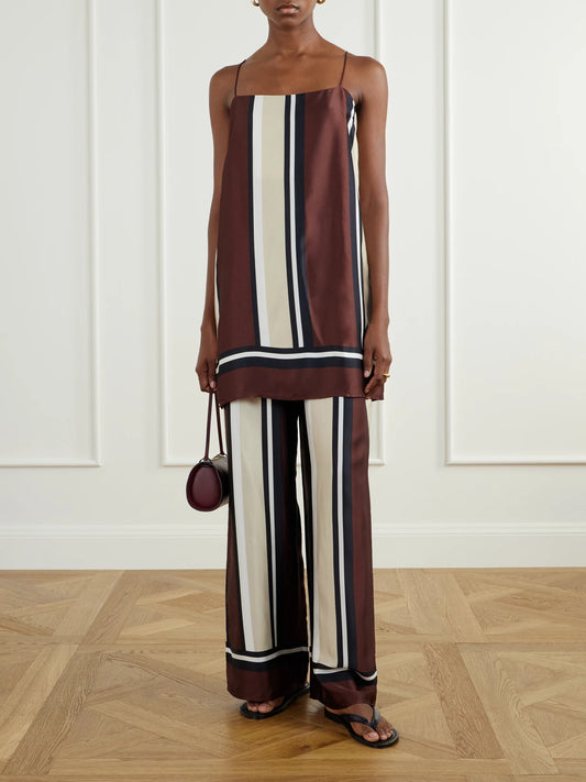 Image of Dresses. Product name - Phylis Striped Satin Mini Dress in Multi colour by brand - Faithfull