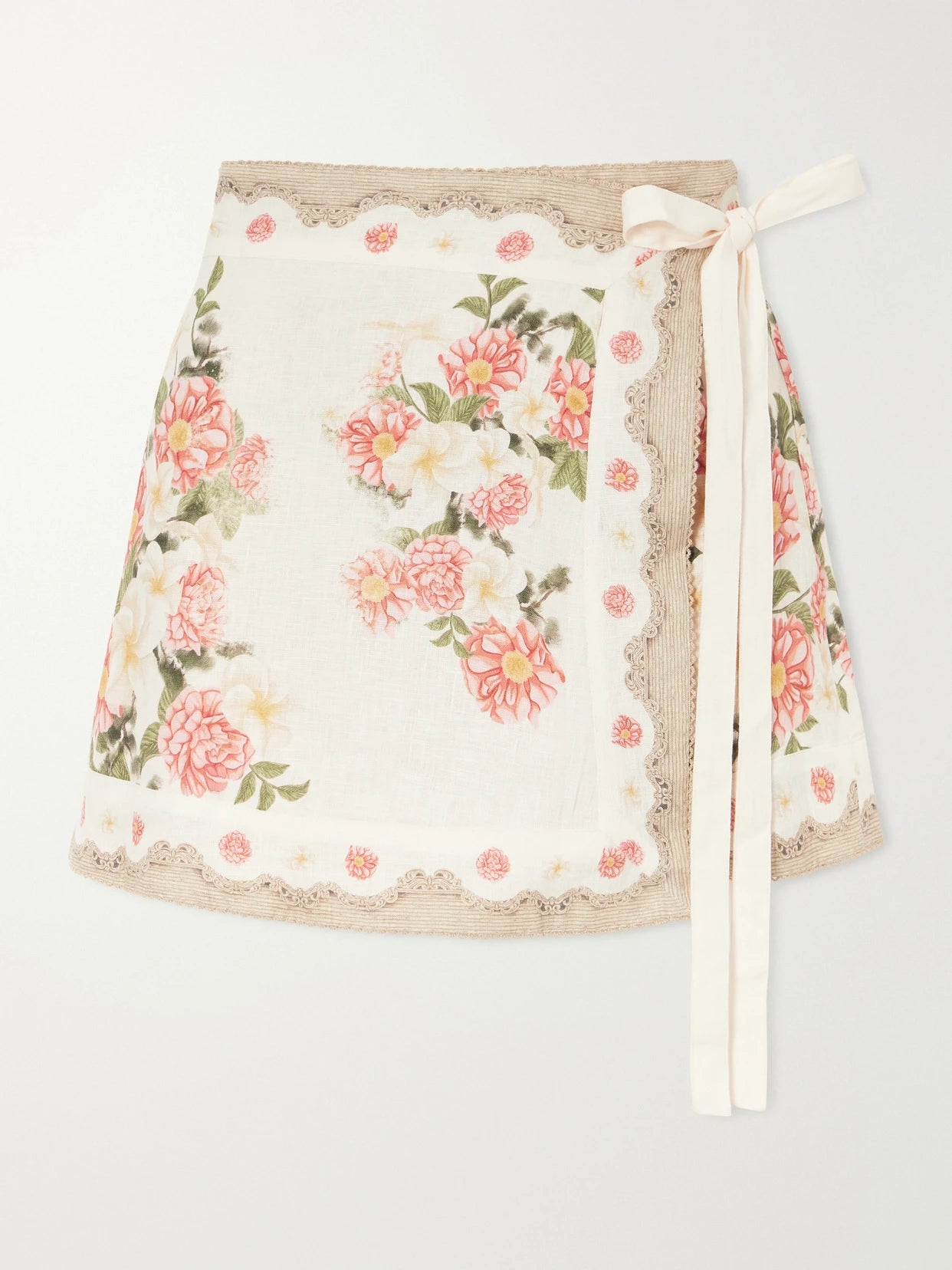 Luna Paraiso Floral-printed Linen Mini Skirt