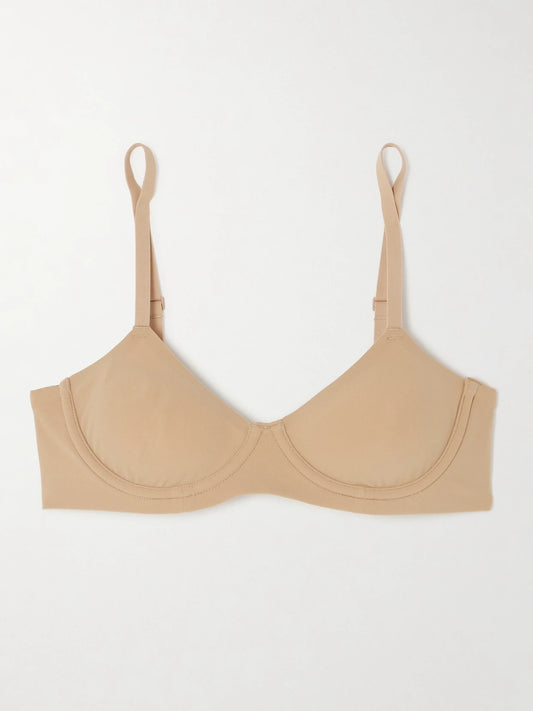 Image of Lingerie. Product name - Fits Everybody Demi Bra - Clay in Beige colour by brand - SKIMS