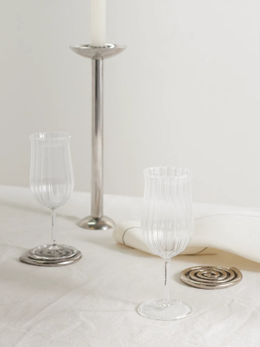 Image of Tableware. Product name - Tulip Set Of Four Wine Glasses in Clear colour by brand - Sophie Lou Jacobsen