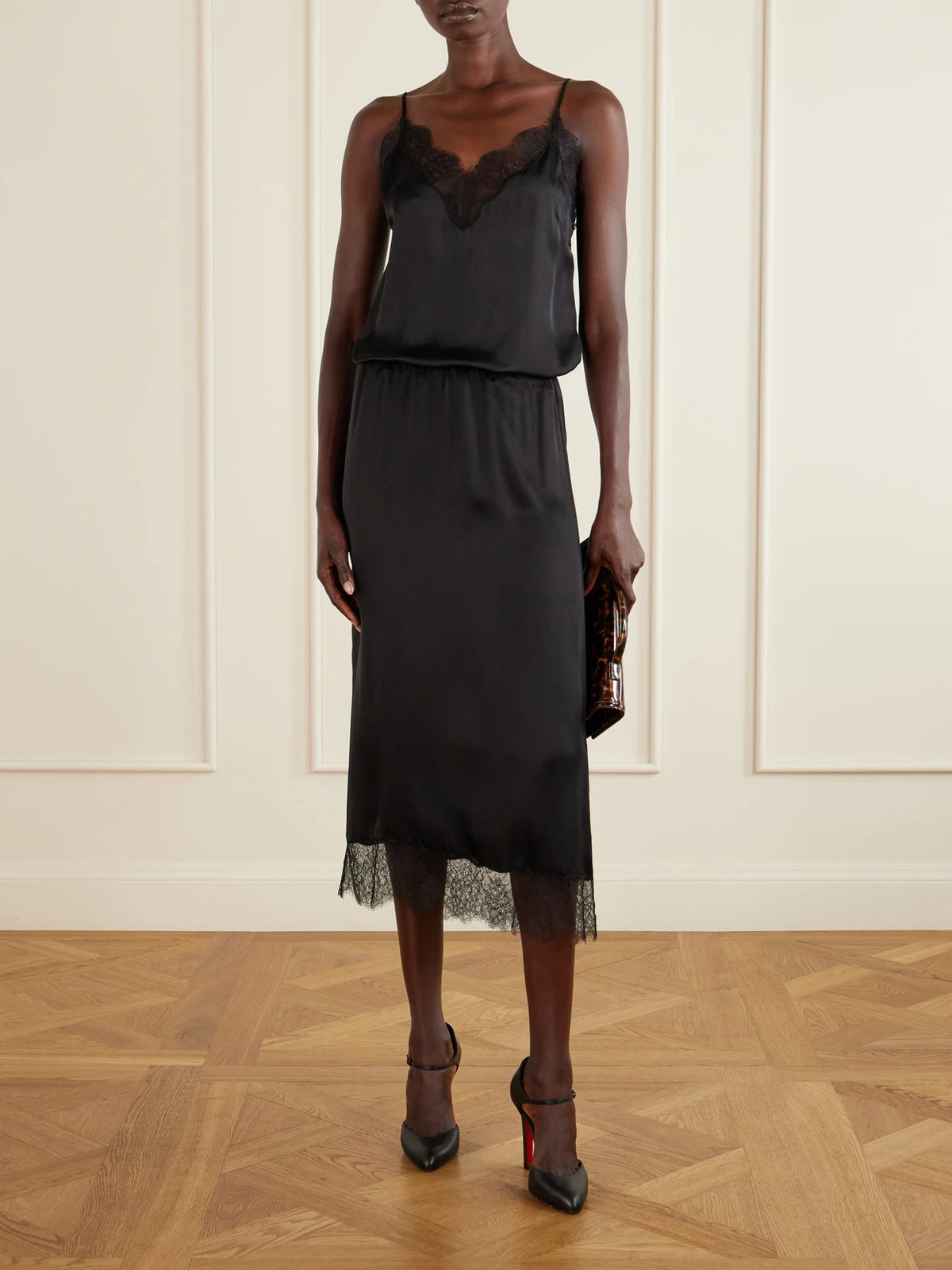 Image of Heels. Product name - Fanny 100 Leather Pumps in Black colour by brand - Christian Louboutin
