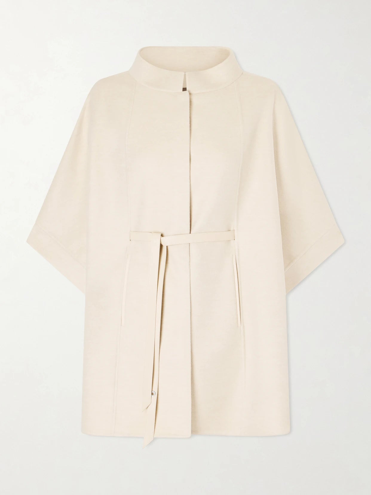 Image of Coats & Jackets. Product name - Belted Leather-trimmed Cashmere Cape in Beige colour by brand - Loro Piana