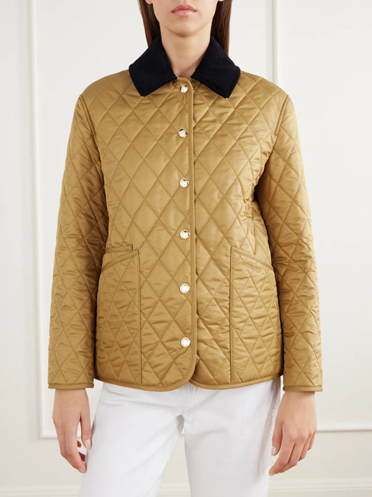 Burberry Corduroy-trimmed Quilted Shell Jacket