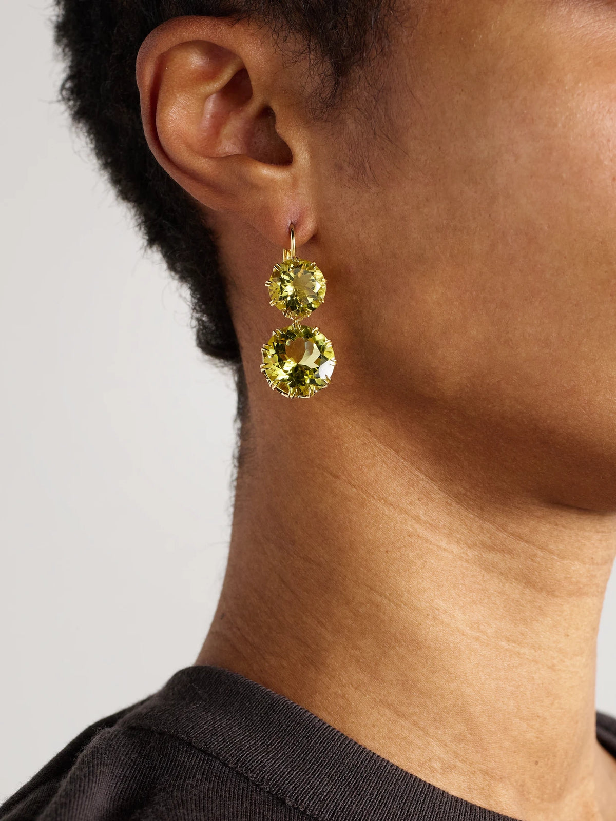 Image of Earrings. Product name - Double Crown 18-karat Gold Topaz Earrings in Yellow colour by brand - Ileana Makri