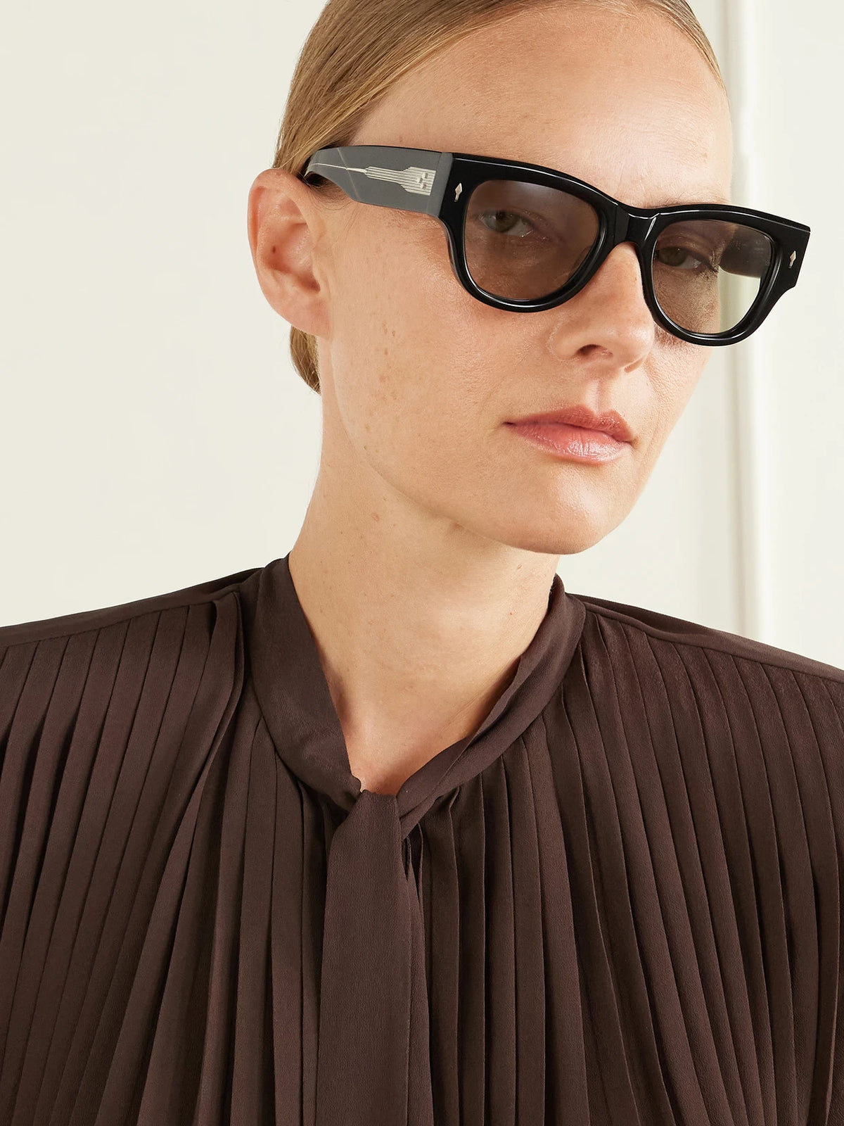 Image of Sunglasses. Product name - Chelsea Square-frame Acetate Sunglasses in Black colour by brand - Jacques Marie Mage