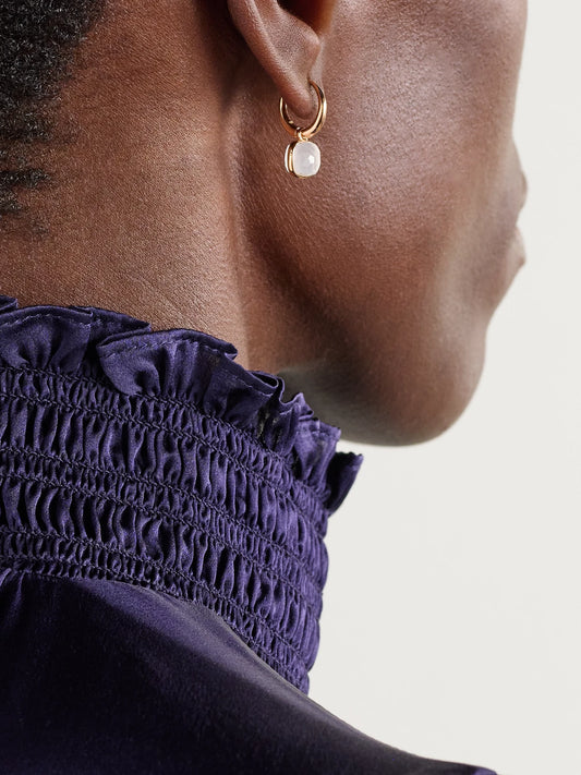 Image of Earrings. Product name - Nudo 18-karat Rose Gold Quartz Earrings in Multi colour by brand - Pomellato