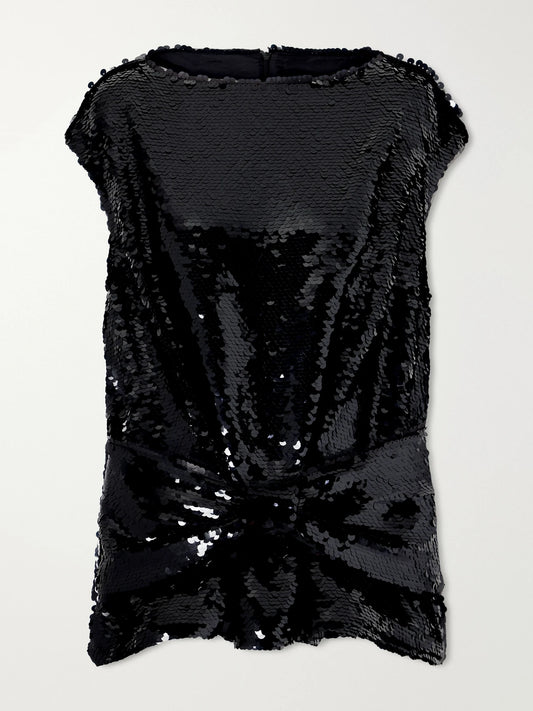 Simone Rocha Bow-detail Sequin-embellished Mesh Blouse