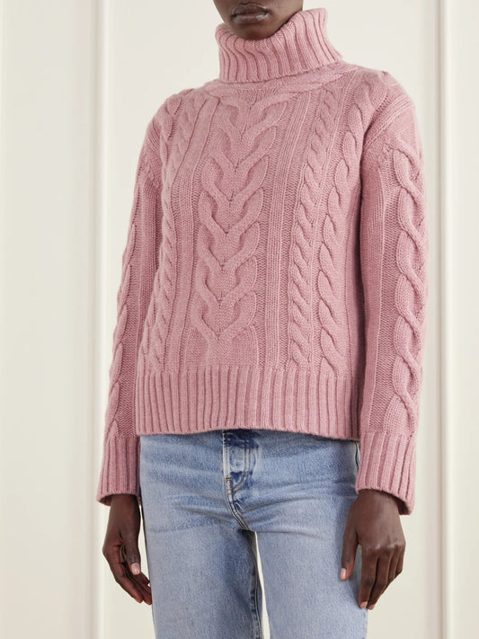 TWP Traveling Cable-knit Cashmere Turtleneck Sweater