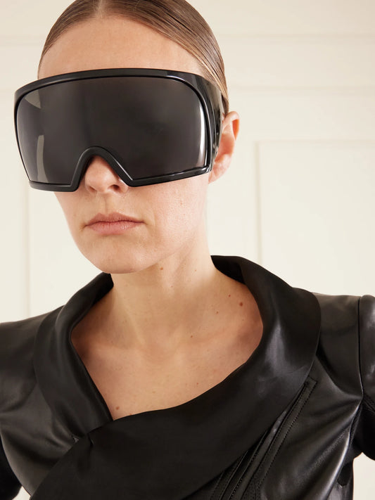 Image of Sunglasses. Product name - Kriester Mask-frame Sunglasses in Black colour by brand - Rick Owens