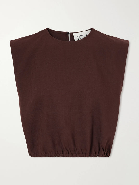 Image of Blouses. Product name - Andie Cotton-blend Blouse in Brown colour by brand - TOVE