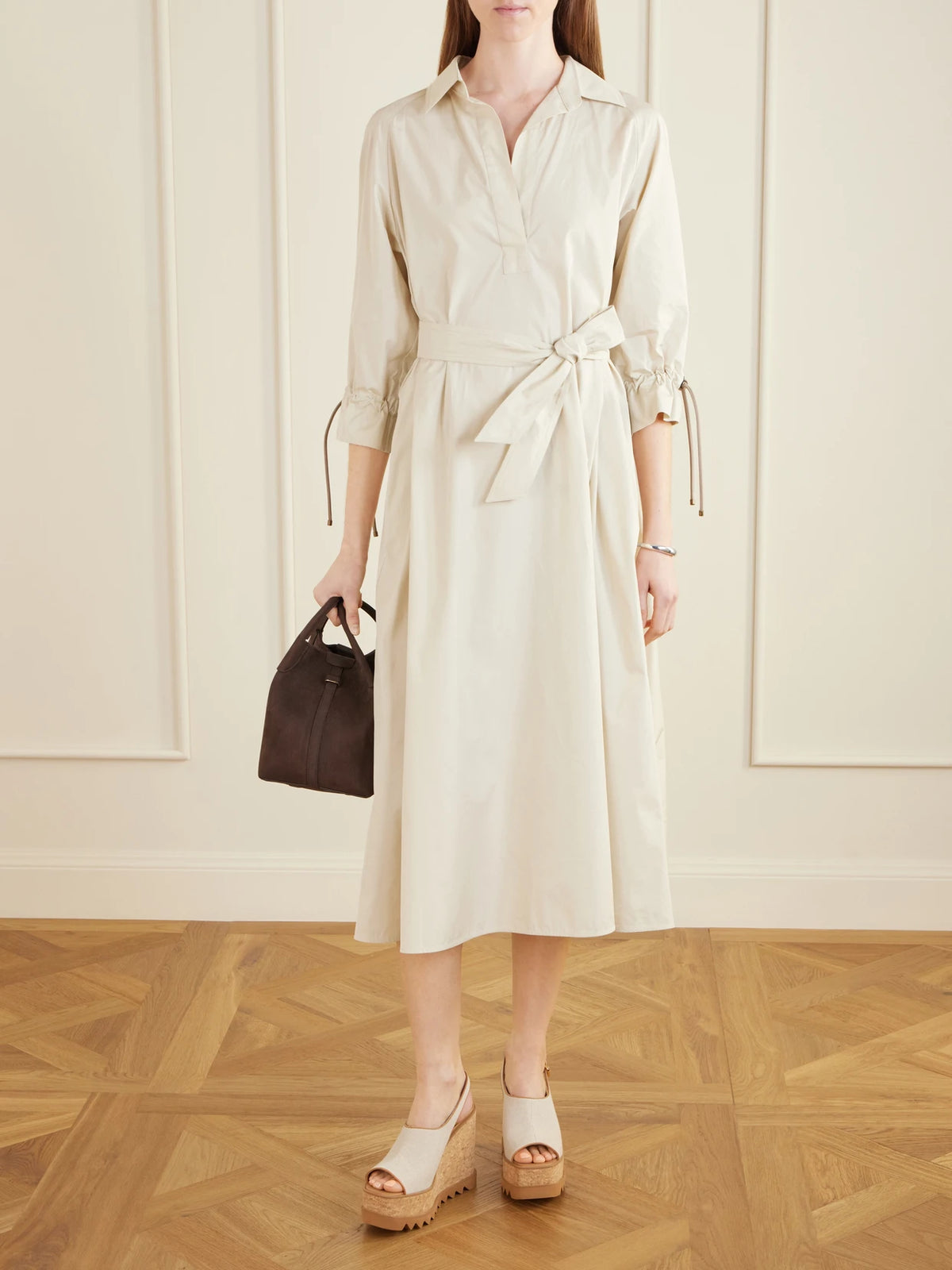 Image of Shoes. Product name - Sneakelyse Canvas Slingback Platform Wedge Sandals in Ecru colour by brand - Stella McCartney