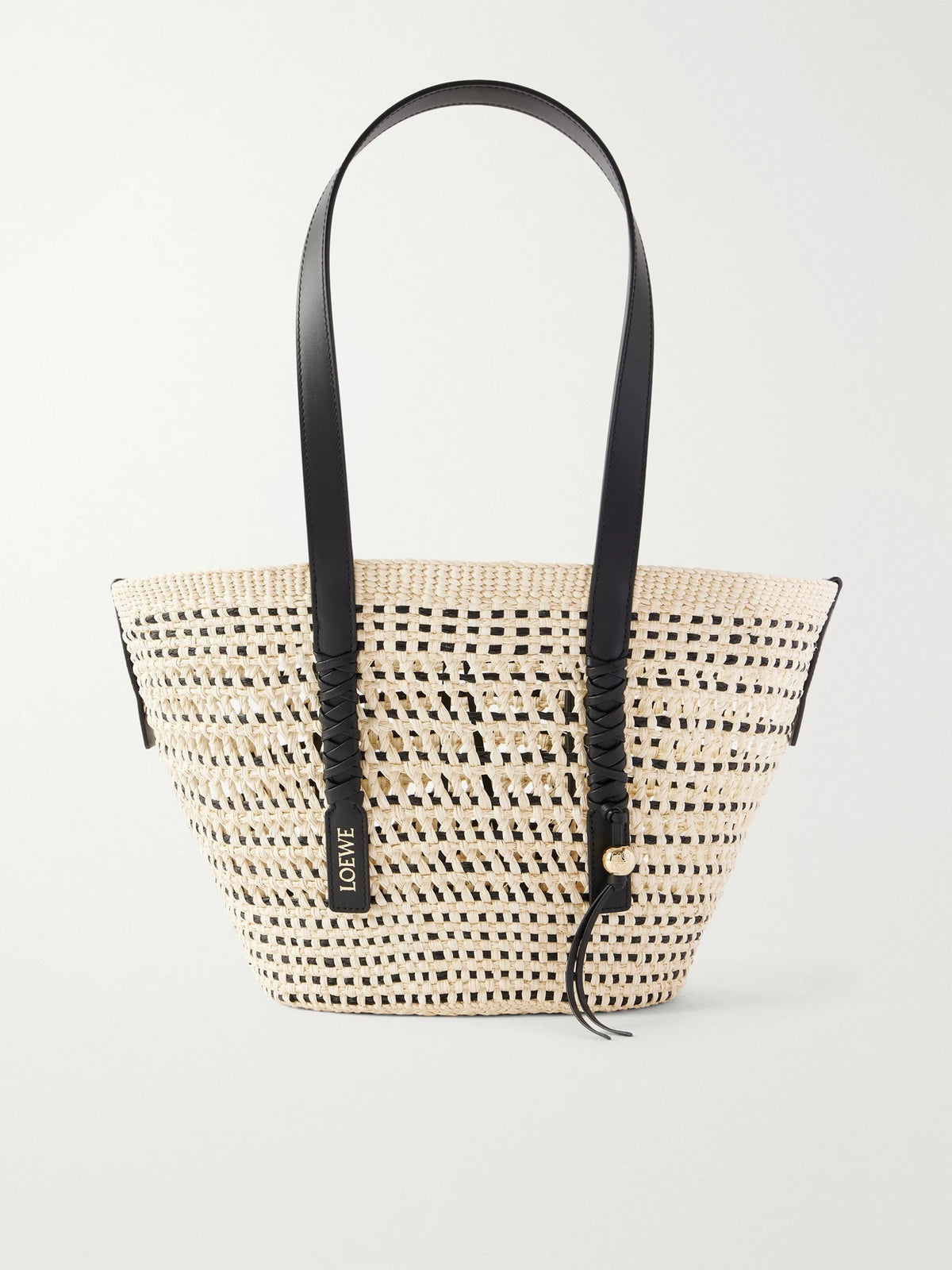 + Paula's Ibiza Braid Medium Leather-trimmed Raffia Tote