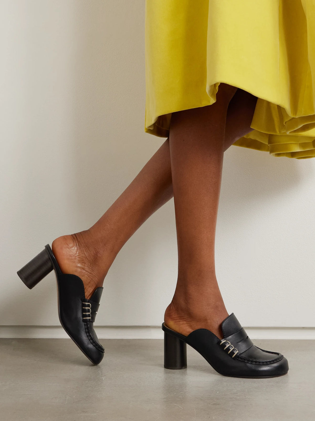 Loafer Whipstitched Leather Mules