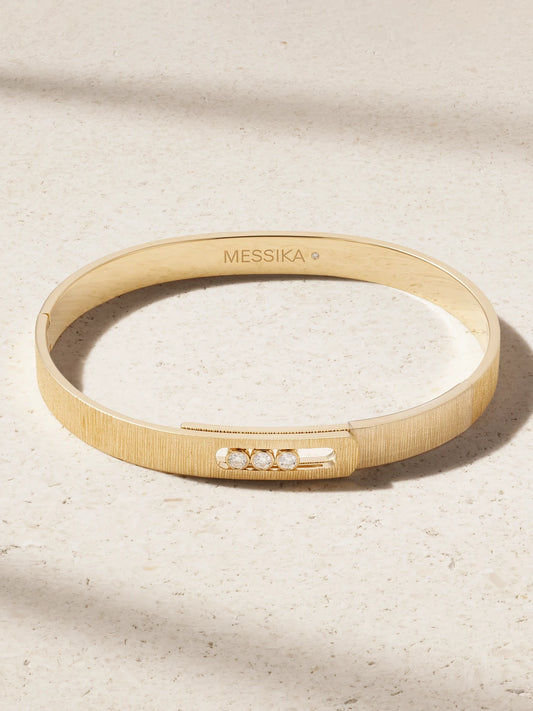Move Noa Ciselé 14-karat Gold Diamond Bangle