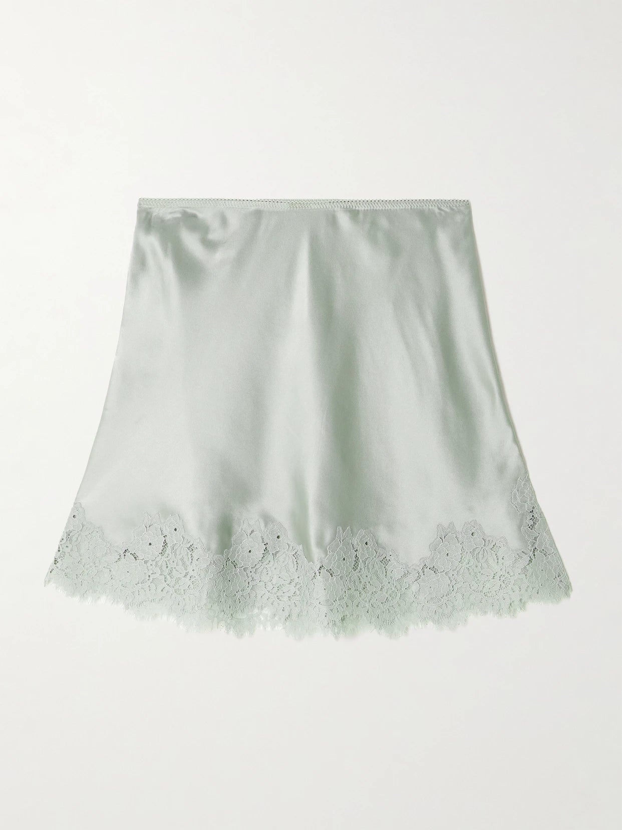 Giuliette Lace-trimmed Floral-print Silk-charmeuse Skirt
