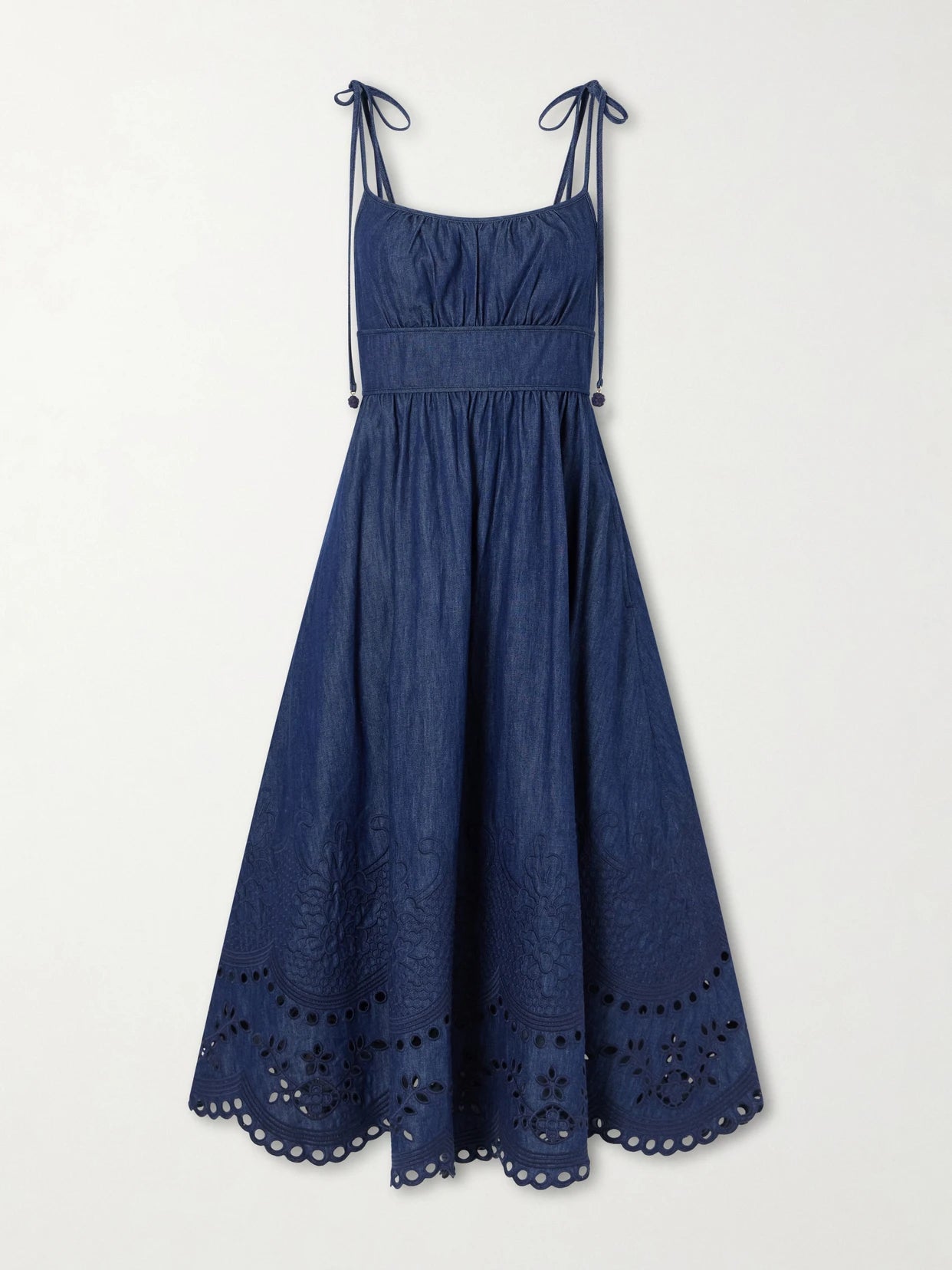 Mahon Broderie Anglaise Cotton-denim Midi Dress