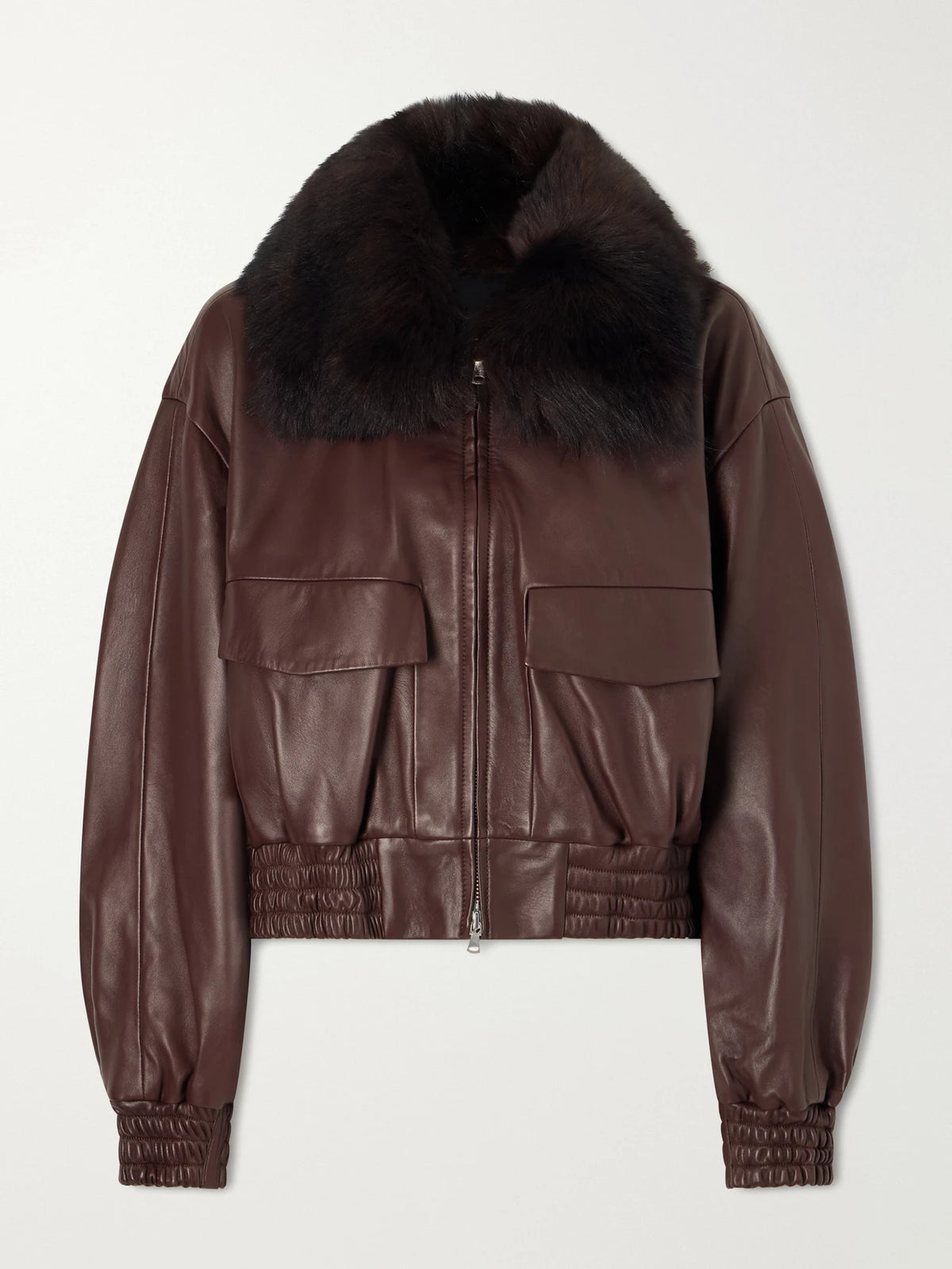 Nour Hammour Ellery Cropped Shearling-trimmed Leather Bomber Jacket