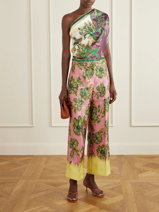 Image of Scarves & Shawls. Product name - Ruthie Floral-print Silk-twill Scarf in Multi colour by brand - ALÉMAIS