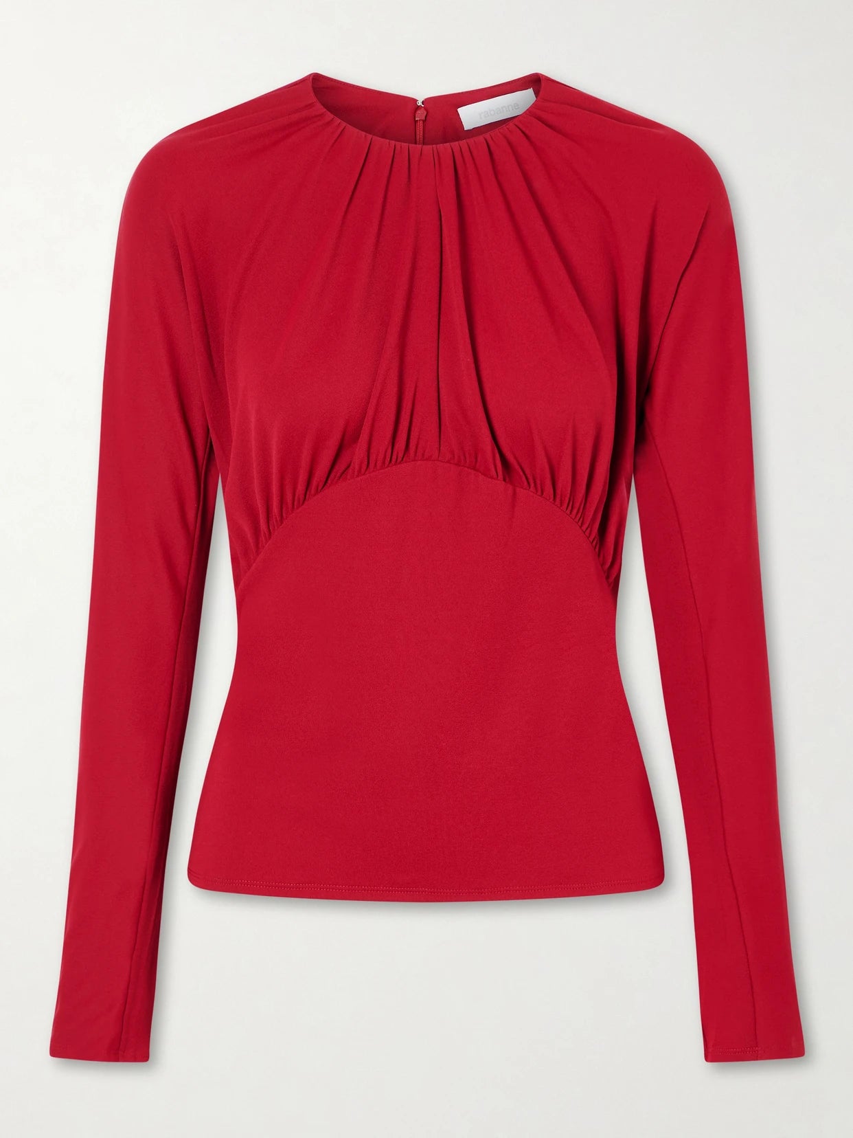 Image of Blouses. Product name - Ruched Chiffon Blouse in Red colour by brand - RABANNE