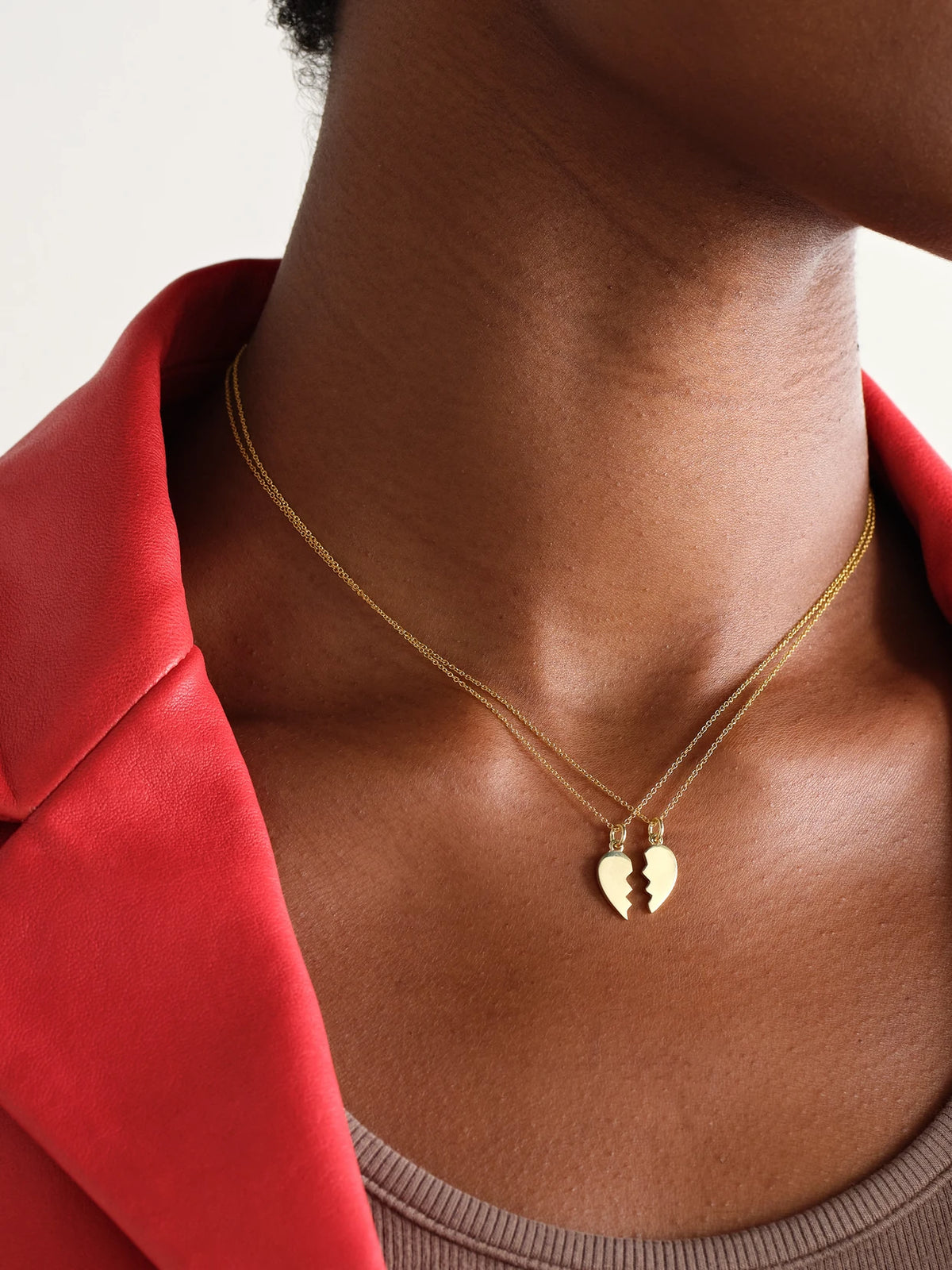 Image of Necklaces. Product name - Set Of Two Mini Piece Of My Heart 18-karat Gold Necklaces in Multi colour by brand - Jennifer Meyer