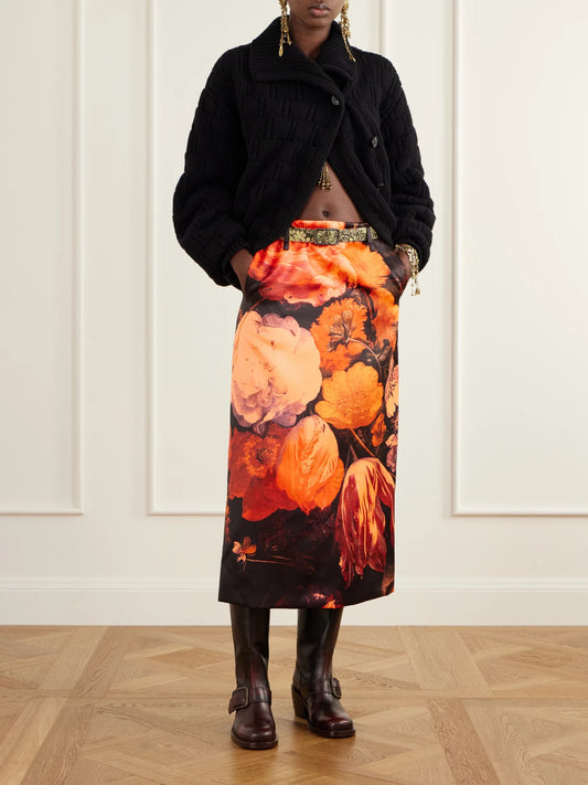 Image of a model wearing Outerwear. Product name - Wool And Cashmere-blend Sweater in Black colour by brand - Dries Van Noten