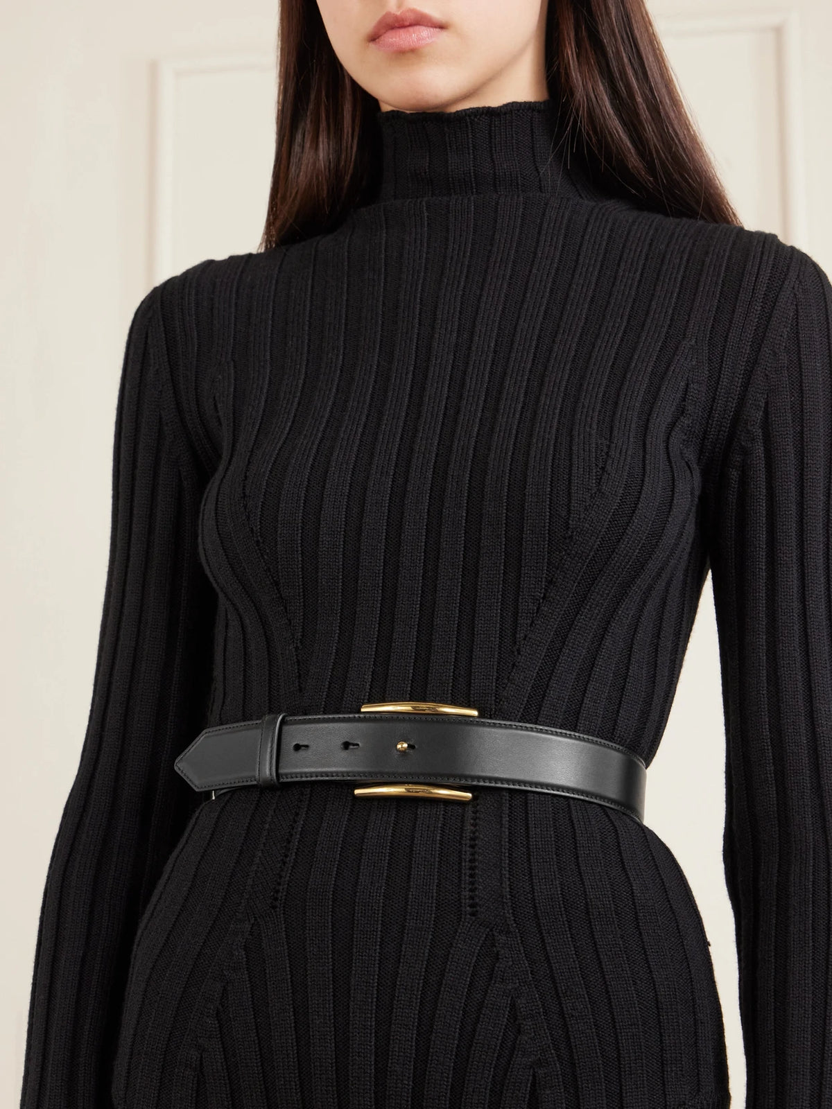 Image of Belts. Product name - Embellished Leather Waist Belt in Black colour by brand - Alaïa