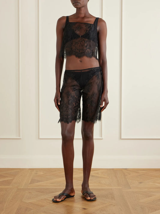Image of Others. Product name - Sabine Lace Coverup in Black colour by brand - Kiki de Montparnasse