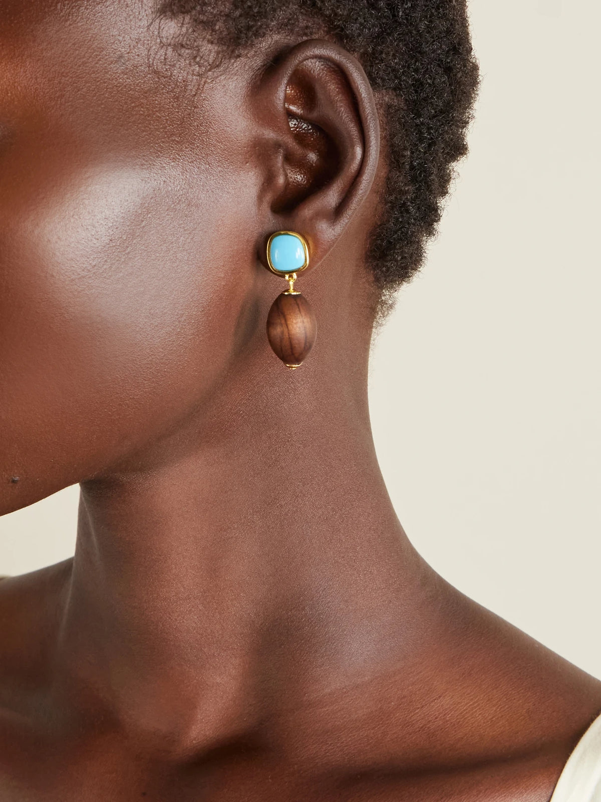 Olea Gold-plated Resin And Wood Earrings
