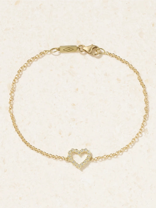 Open Heart 18-karat Gold Diamond Bracelet