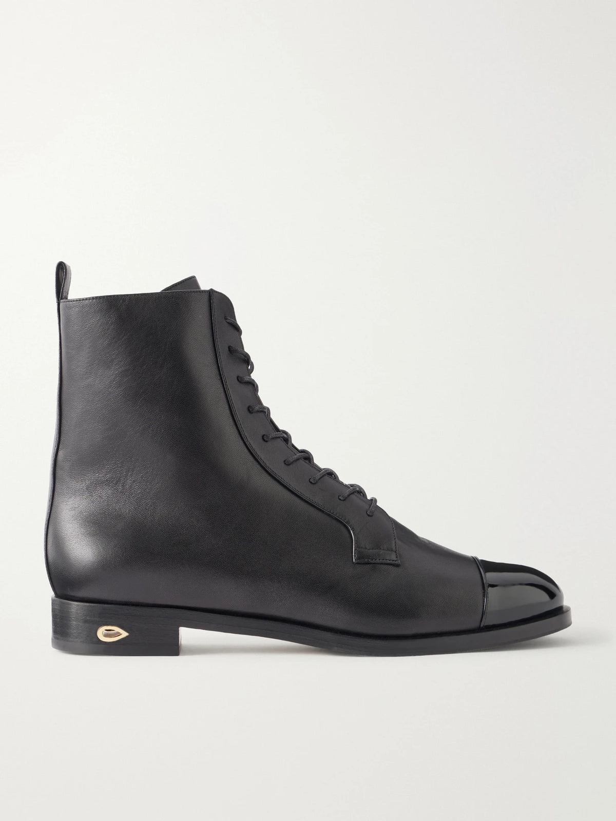 Jennifer Chamandi Brando Patent Leather-trimmed Leather Ankle Boots